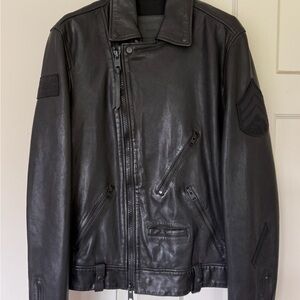 All Saints Black Leather Bomber Jacket — New without tags. Never worn. Mint